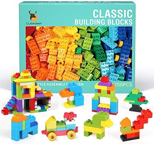 Cutedeer 258 piece classic big building blocks set with colorful large bricks